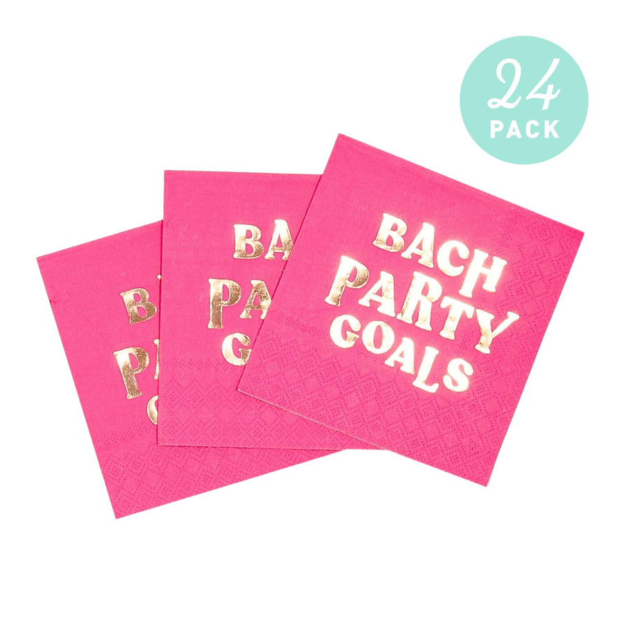 Bach Party Goals Bachelorette Napkins (24 Pack) | Pink and Rose Gold Foil