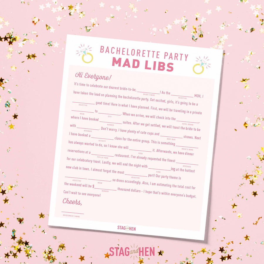 Bachelorette Party Mad Libs Party Game - Free Digital PDF Download