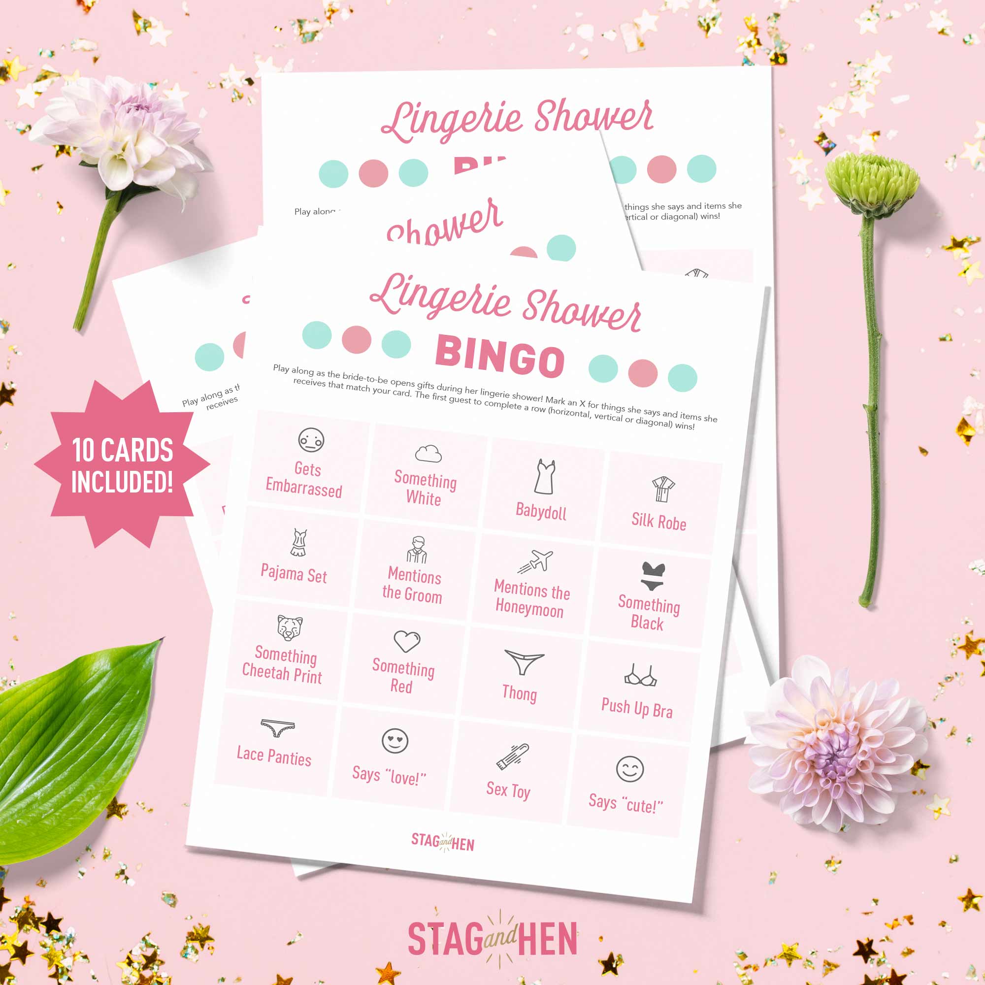 Bachelorette Party Game Printable - Lingerie Shower Bingo – Stag & Hen