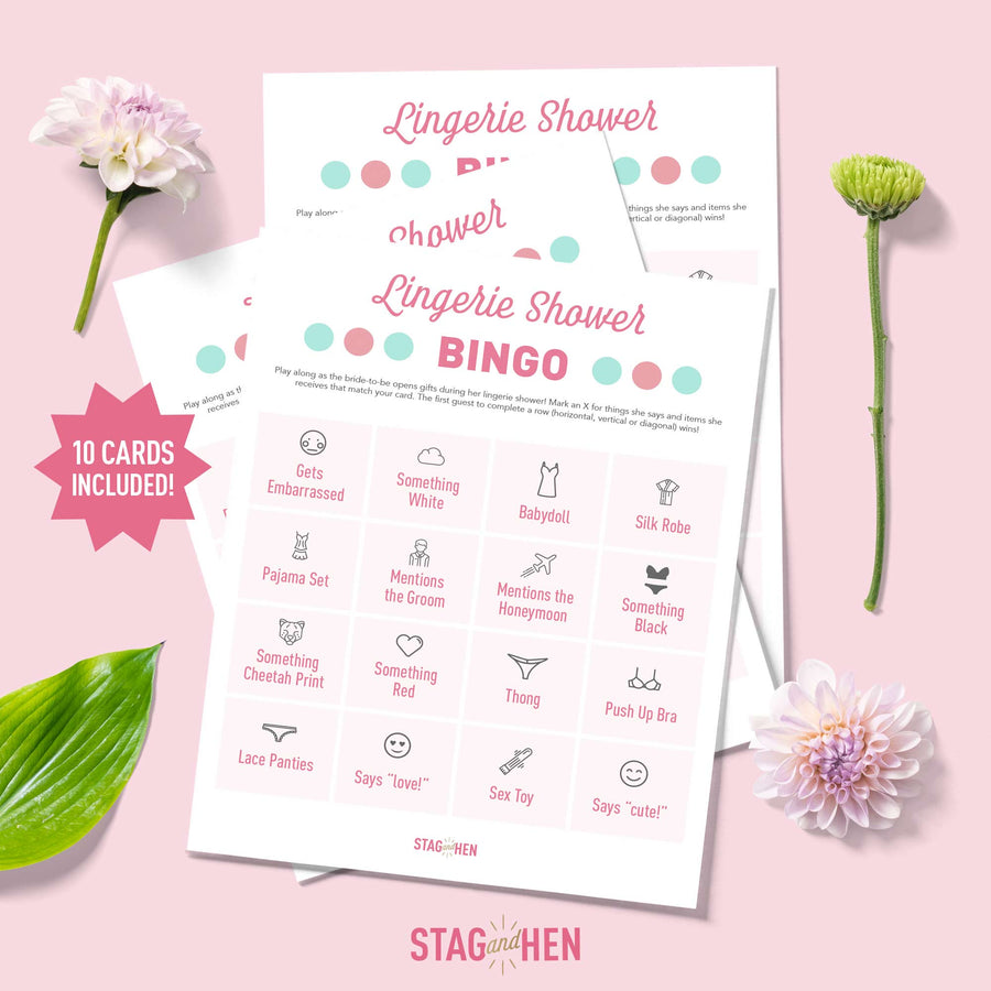 Free Bachelorette Party Games - Lingerie Shower Bingo - Printable PDF - Digital Download