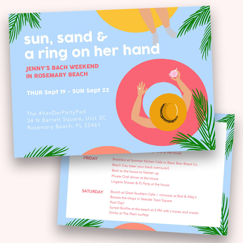 Beach Bachelorette Invitations | Nico and Lala, image size:1000x1000