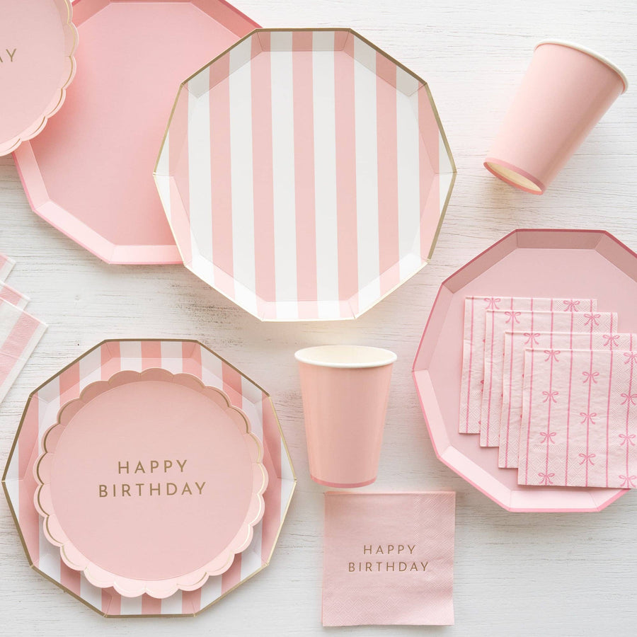 Petal Pink Cabana Stripe Paper Plates | Bachelorette Party Plates & Tableware