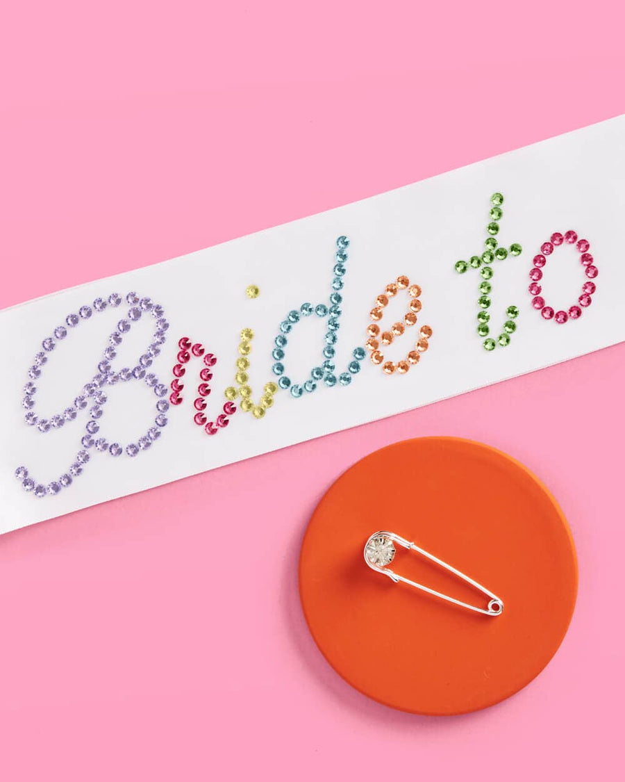 Rainbow Rhinestone Bride To Be Sash | Bridal Gifts, Favors, Accessories