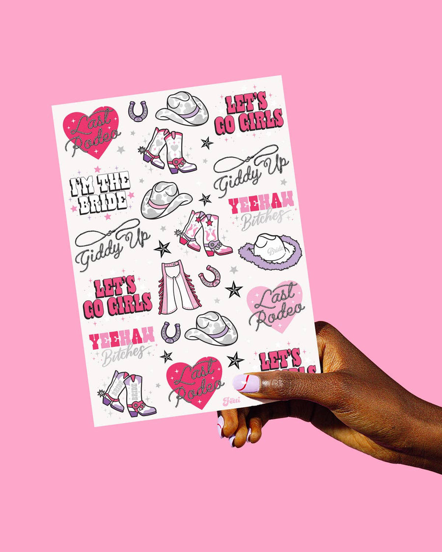Cowgirl Bachelorette Temporary Tattoos | Bridal Party Gifts, Favors, Accessories