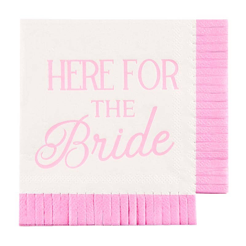 Here For The Bride Fringe Napkins (24 Pack) | Bachelorette Party Napkins & Tableware