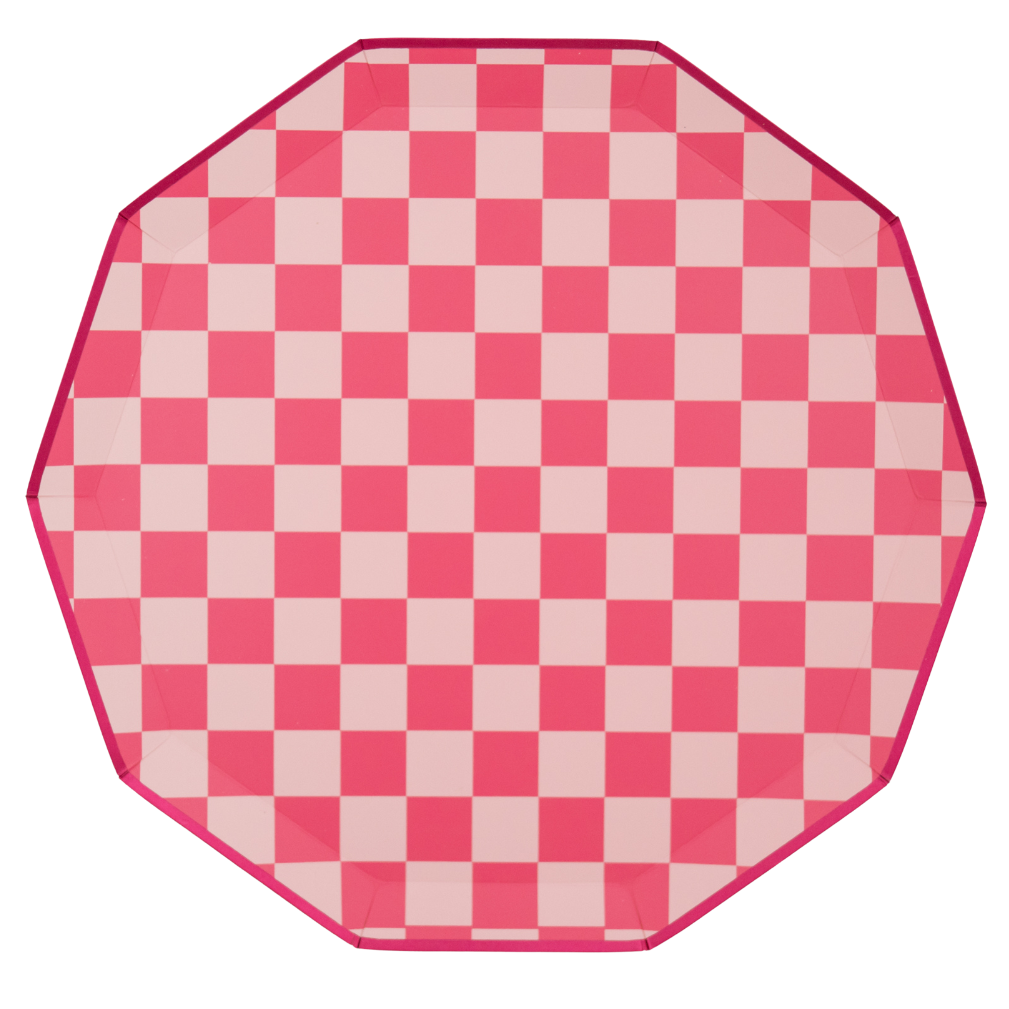 Pink Checkered Paper Plates (8 Plates) – Stag & Hen