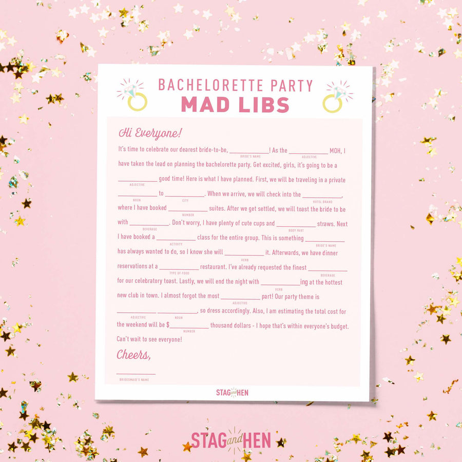 Bachelorette Party Mad Libs Party Game - Free Digital PDF Download