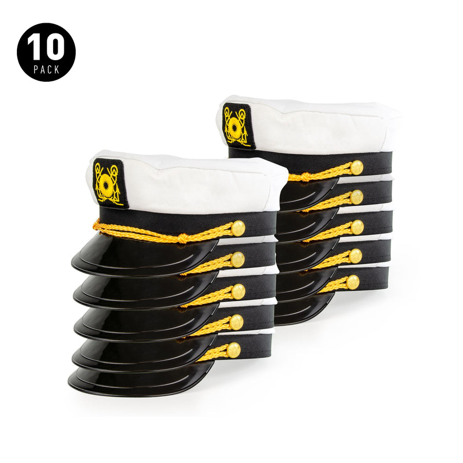 Nautical Sailor Captain Hats for Bachelorette Party - 10 Pack
