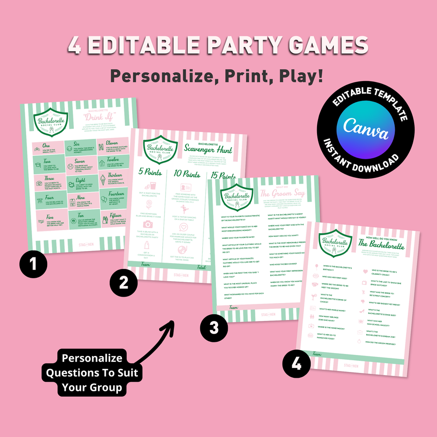 Bachelorette Social Club Party Game Pack