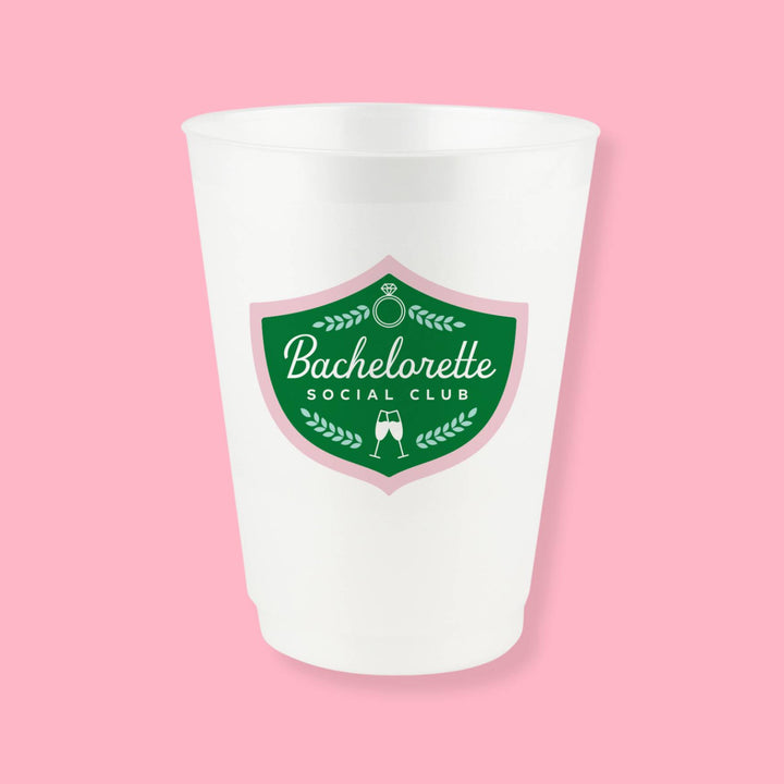Bachelorette Social Club 16 oz Frost Flex Cups | Country Club, Golf, Tennis, Pickleball Themed Party Decor, Bridesmaid Gifts, Accessories