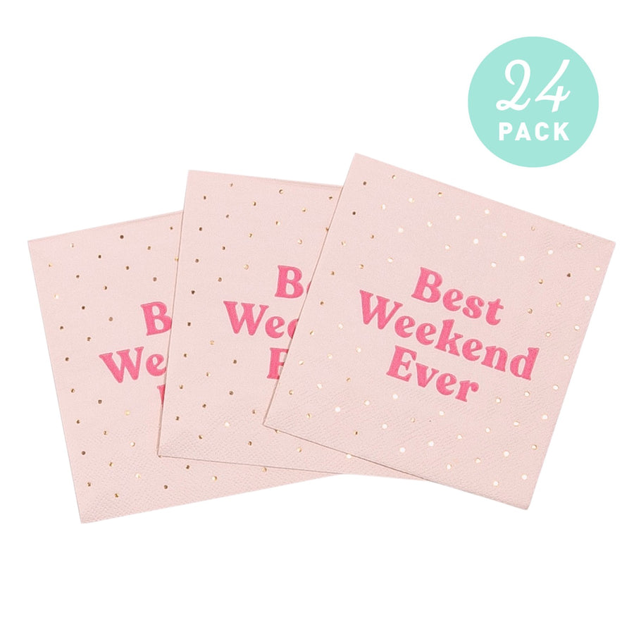 Best Weekend Ever Bachelorette Party Napkins (24 Pack) | Pink and Rose Gold Foil