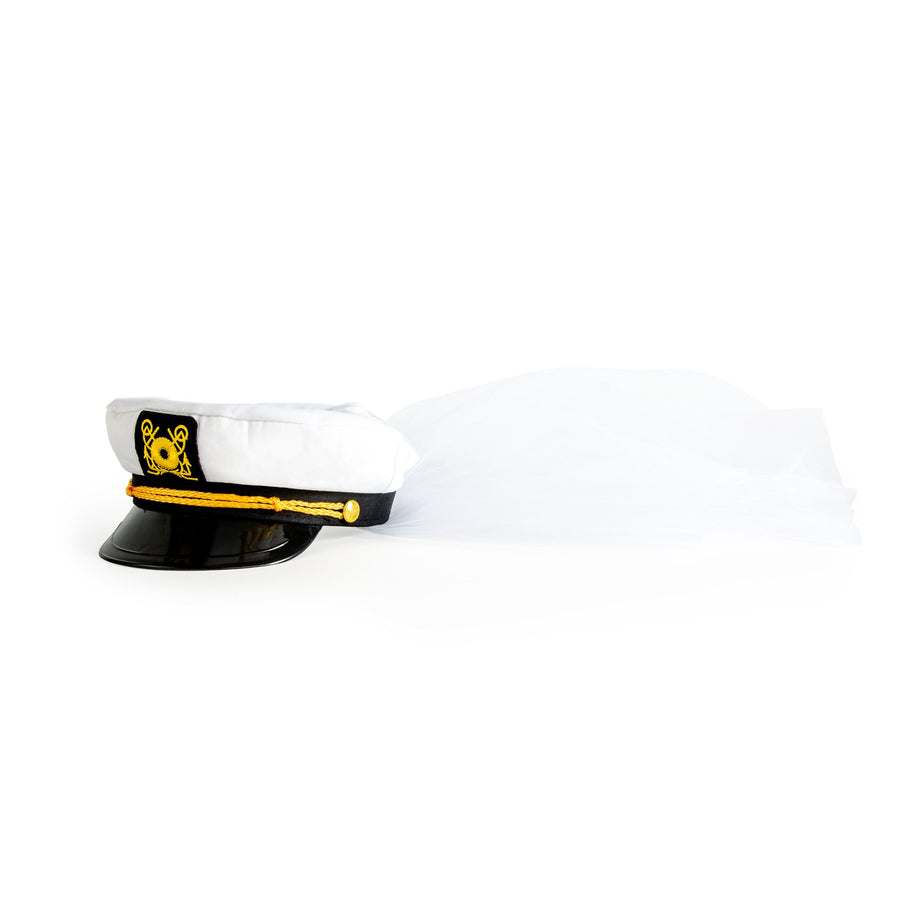 Nautical Sailor Captain Hat Bridal Veil for Bachelorette Party 