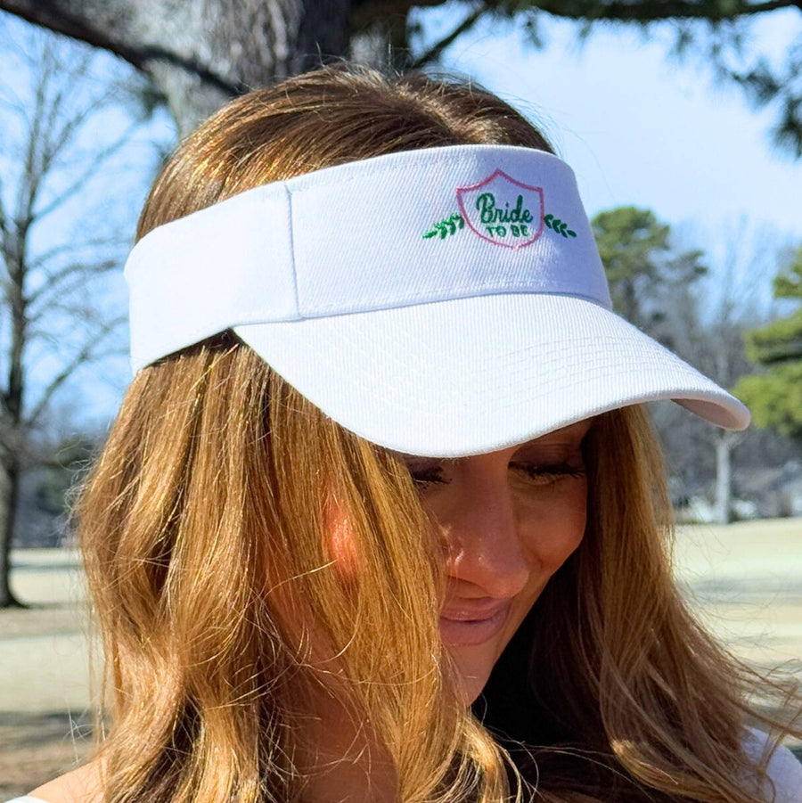 Bride To Be White Golf Bachelorette Party Golf Visor | Country Club Bridesmaid Gifts, Favors, Accessories, Decor