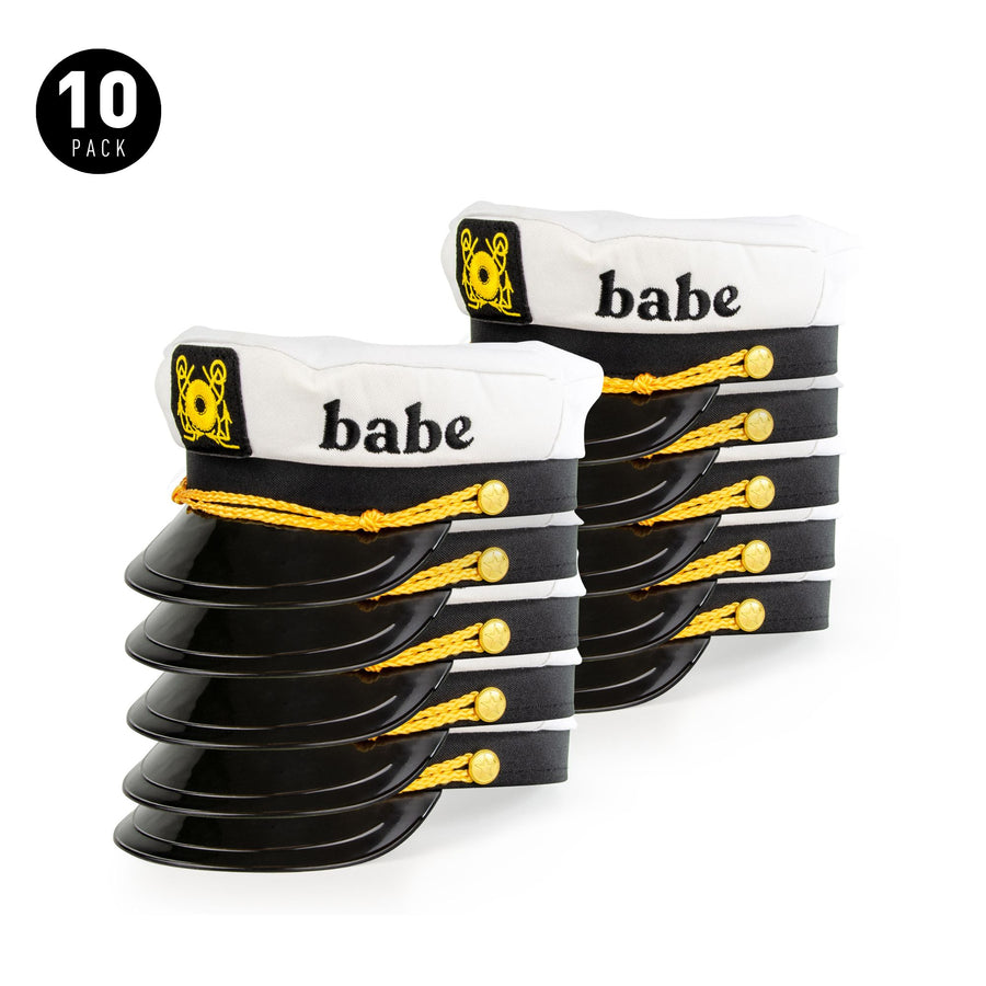 Nautical Sailor Captain Hats for Bachelorette Party with Babe Embroidery - 10 Pack