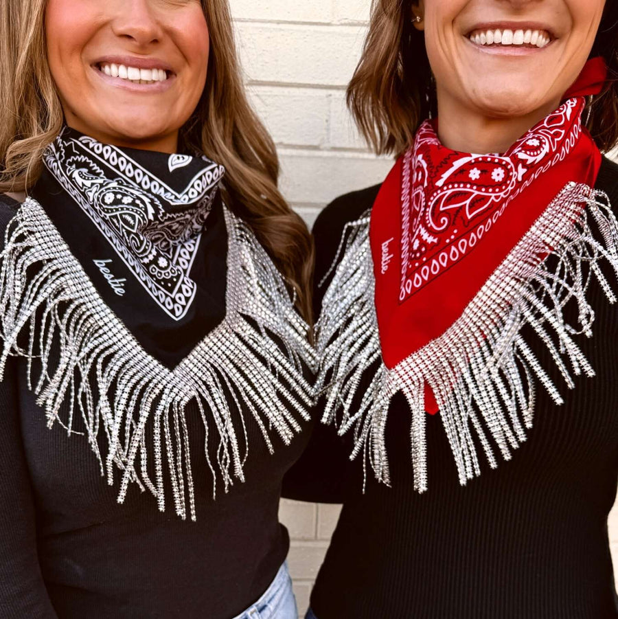 Disco Cowgirl Rhinestone Fringe Bride Bandana | Bachelorette Party Bridesmaid Bandanas, Gifts, Favors, Accessories 