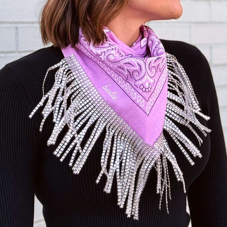 Disco Cowgirl Rhinestone Fringe Bride Bandana | Bachelorette Party Bridesmaid Bandanas, Gifts, Favors, Accessories 