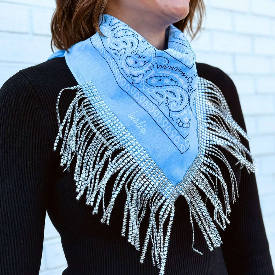 Disco Cowgirl Rhinestone Fringe Bride Bandana | Bachelorette Party Bridesmaid Bandanas, Gifts, Favors, Accessories 