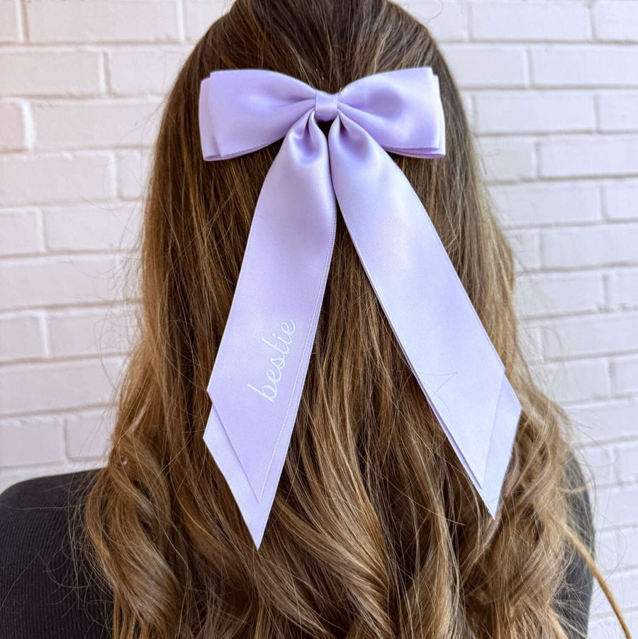 Light Purple Bachelorette Party Bridesmaids Satin Hair Bows with Clip