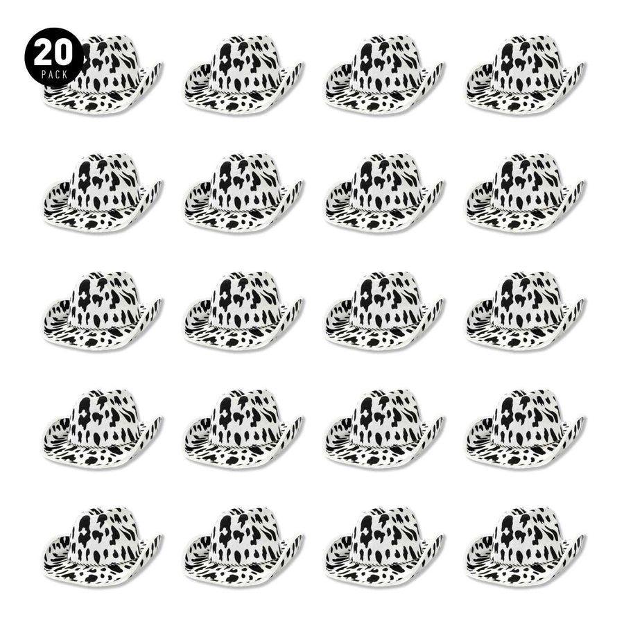 Cow Print Pattern Cowgirl Hats, Bulk Party Party Pack, 20 Pcs - Great for bachelorette party gifts, bridesmaids goodie bag favors, sorority events, country concerts, wedding receptions, western-themed events, halloween parties, birthday parties