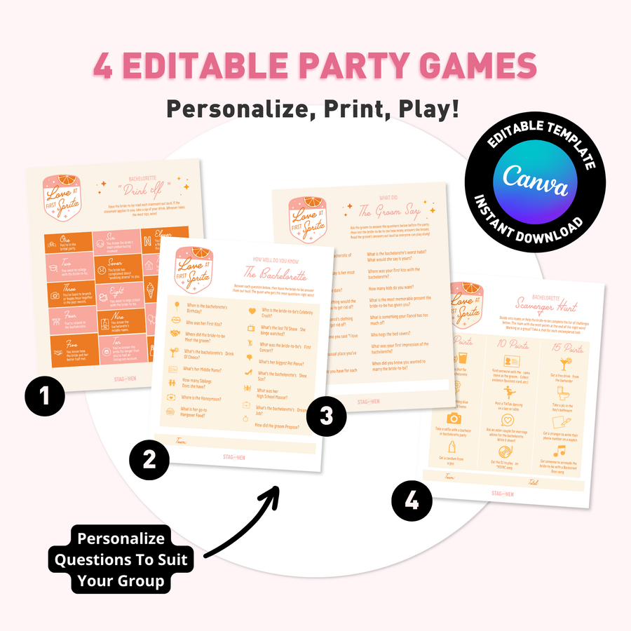 Love At First Spritz Bachelorette Party Games