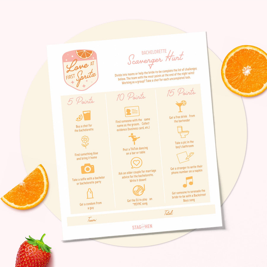 Love At First Spritz Bachelorette Party Games