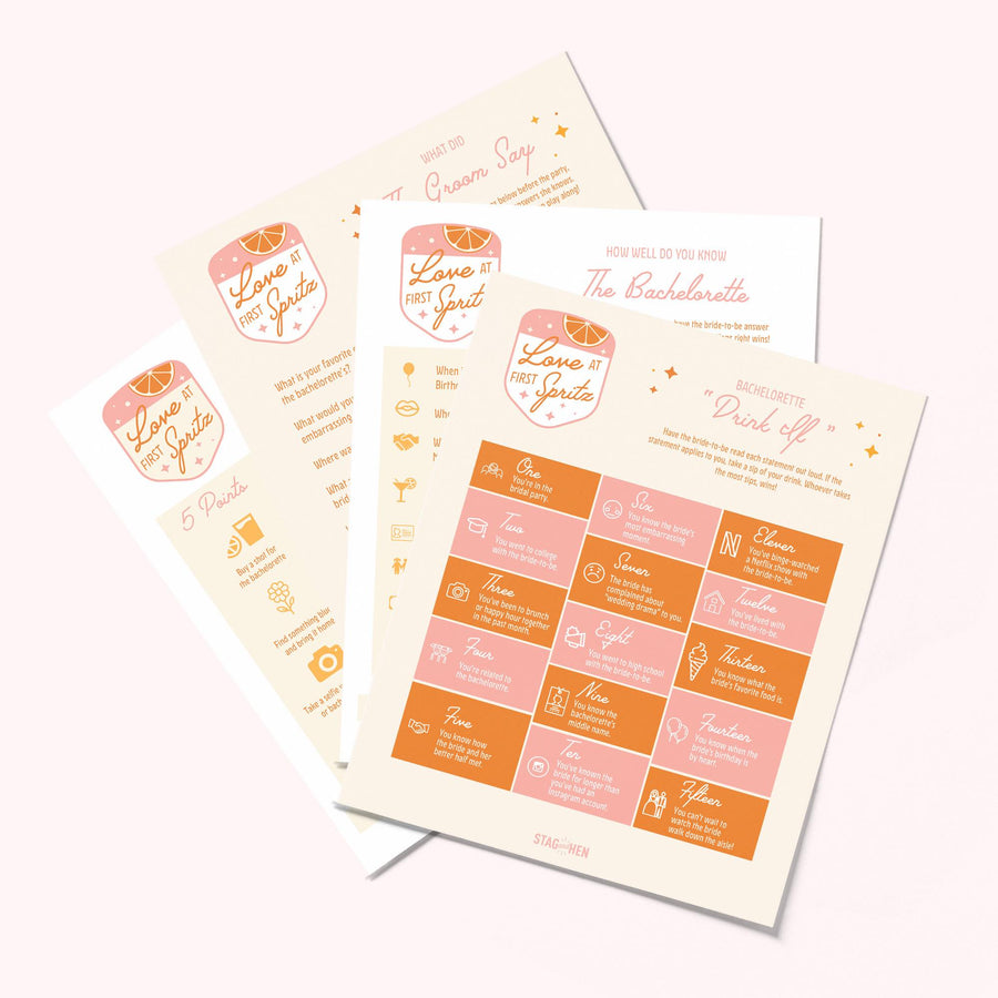 Love At First Spritz Bachelorette Party Games