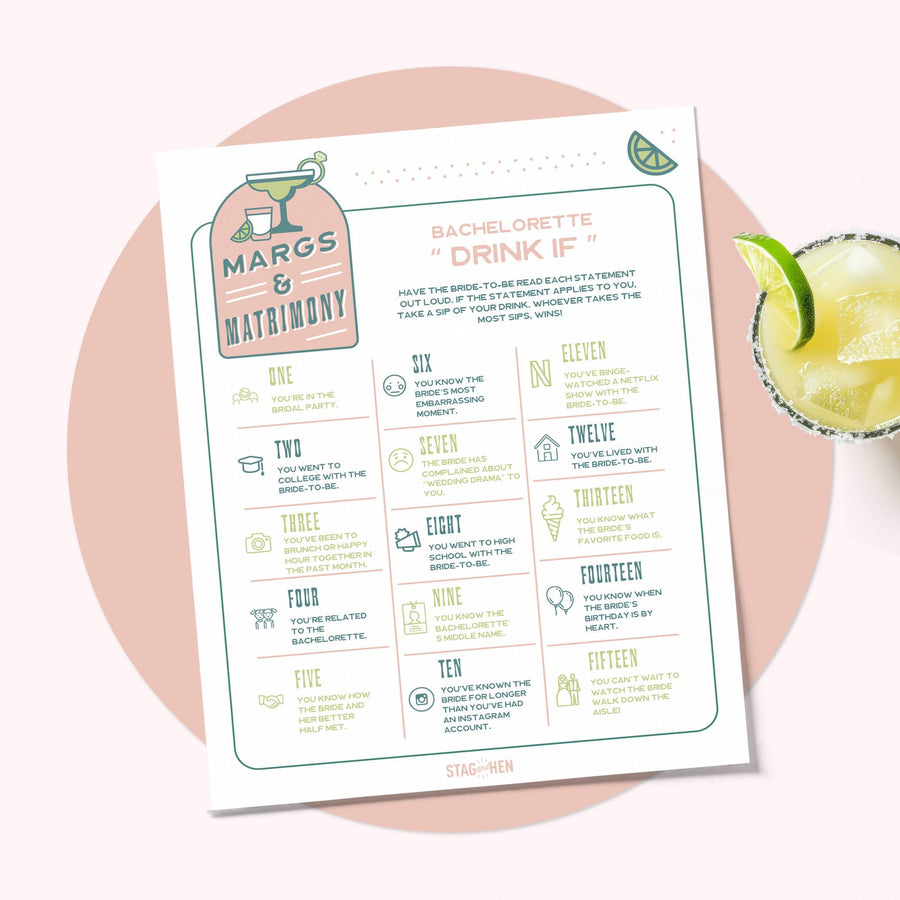 Bachelorette Party Games and Activities - Drink If