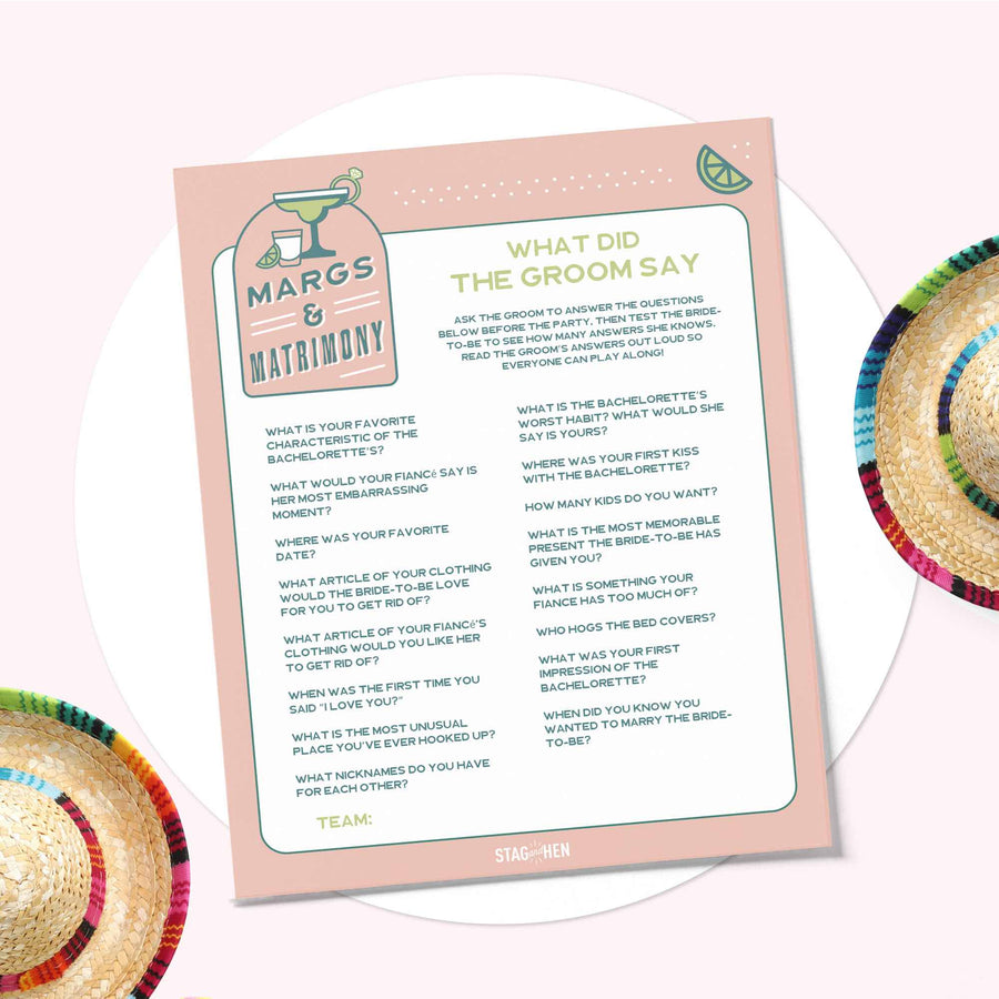 Bachelorette Party Games and Activities - Groom Quiz
