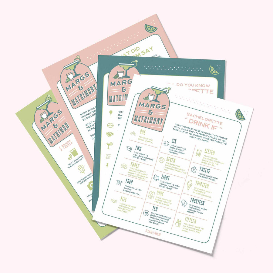 Margs And Matrimony Bachelorette Party Games and Activities