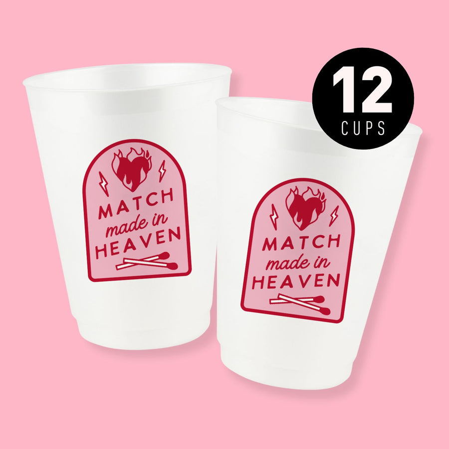 Match Made In Heaven 16 oz Frost Flex Bachelorette Party Cups | Matchbox, Perfect Match, Final Flame Themed Party Decor, Bridesmaid Gifts, Accessories