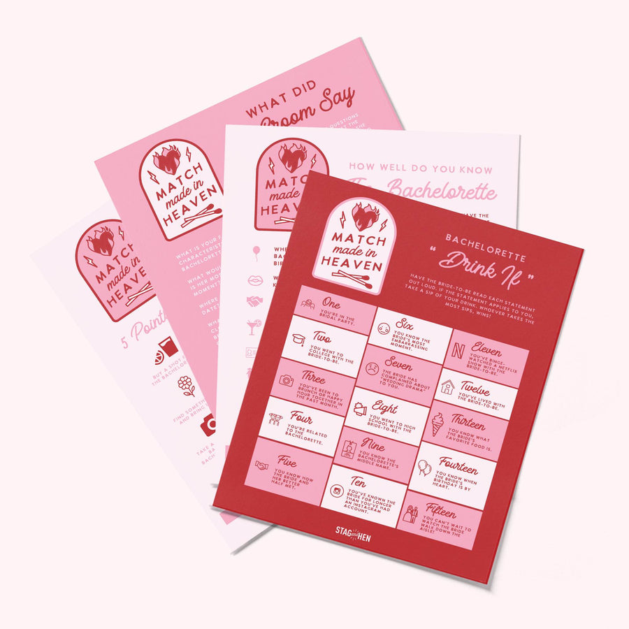 Match Made In Heaven Bachelorette Party Games and Activities