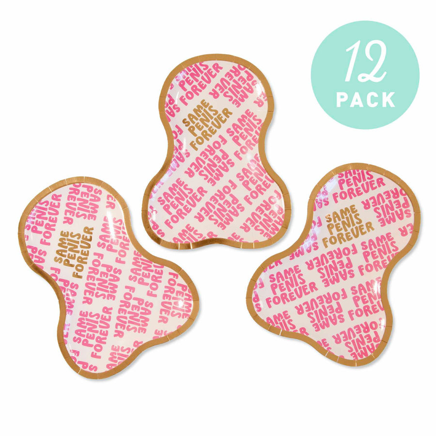 Penis Shaped Bachelorette Party Plates | Same Penis Forever Paper Plates | 12 Pack