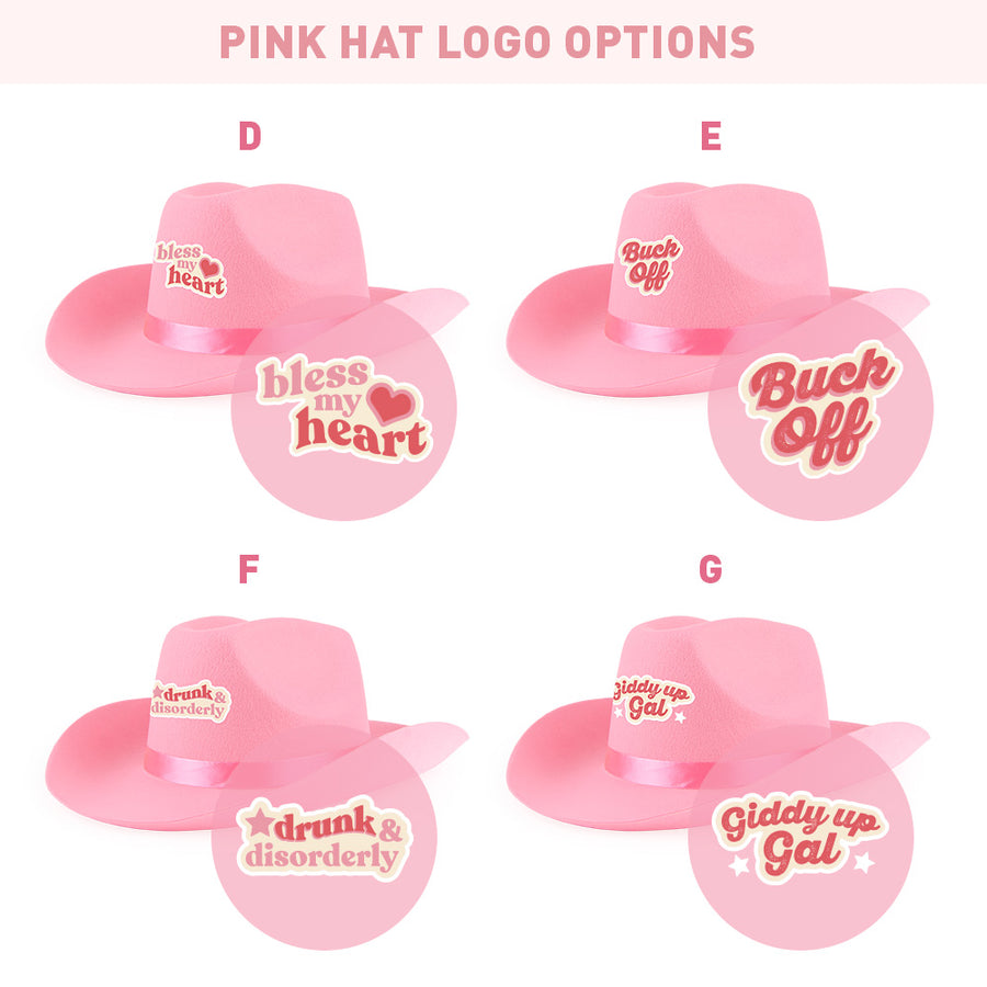 Sassy Sayings Bachelorette Party Pink Cowboy Hats | Bridesmaids Gifts, Favors, Decor  