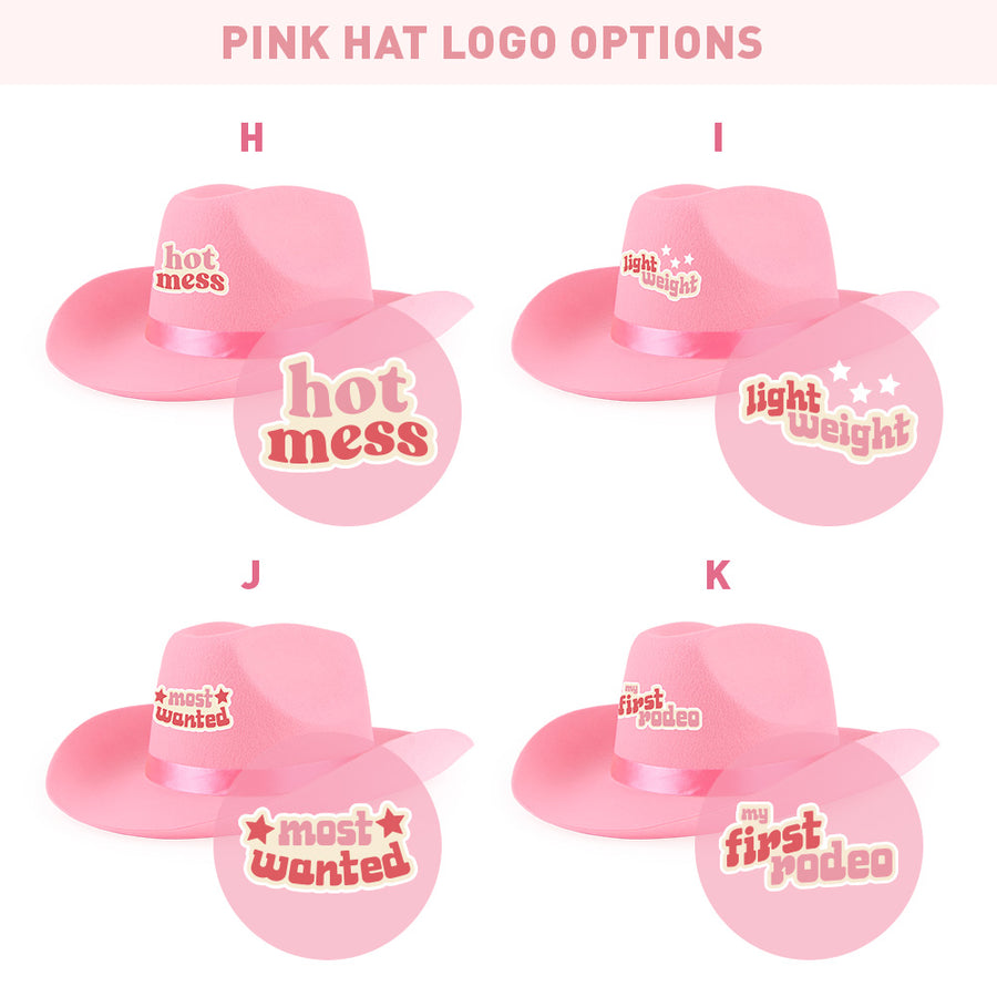 Sassy Sayings Bachelorette Party Pink Cowboy Hats | Bridesmaids Gifts, Favors, Decor  