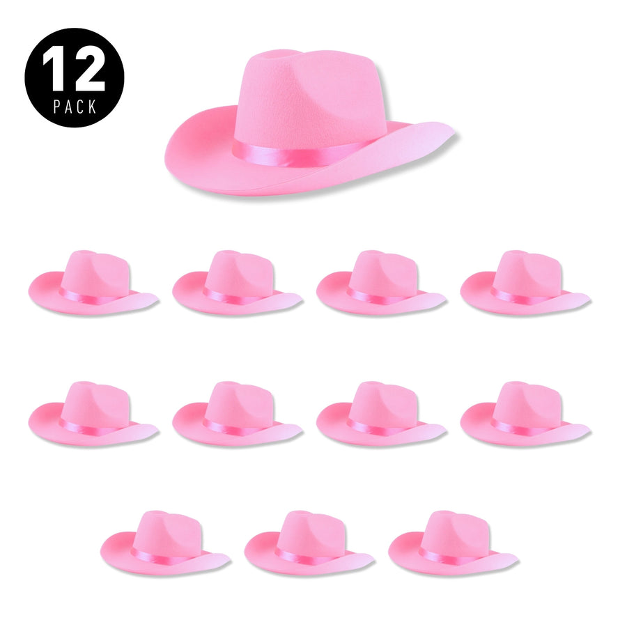 Pink Cowgirl Hats, Bulk Party Party Pack, 12 Pcs - Great for bachelorette party gifts, bridesmaids goodie bag favors, sorority events, breast cancer awareness, country concerts, wedding receptions, western-themed events