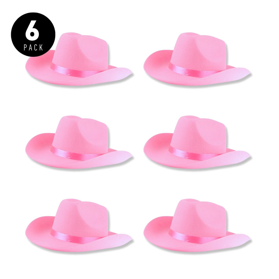 Pink Cowgirl Hats, Bulk Party Party Pack, 6 Pcs - Great for bachelorette party gifts, bridesmaids goodie bag favors, sorority events, breast cancer awareness, country concerts, wedding receptions, western-themed events