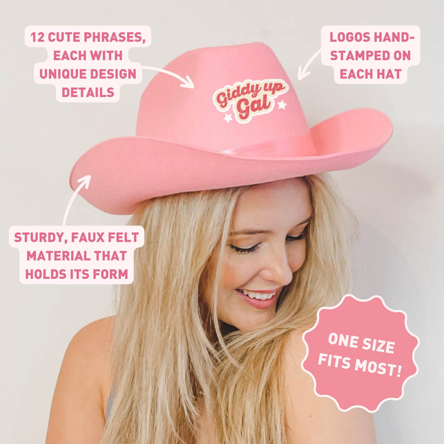 Sassy Sayings Bachelorette Party Pink Cowboy Hats | Bridesmaids Gifts, Favors, Decor  
