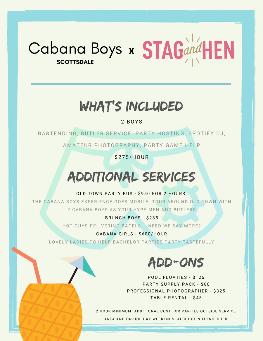 Scottsdale Bachelorette Party Ideas - Cabana Boys