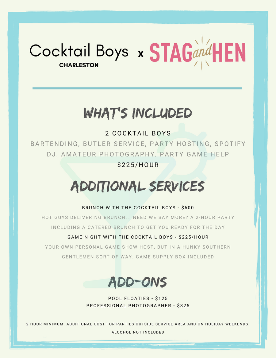 Charleston Bachelorette Party Ideas - Cocktail Boys
