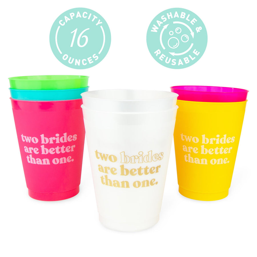 Two Brides Are Better Than One Rainbow LGBTQ Bachelorette Party 16 oz Frost Flex Cups