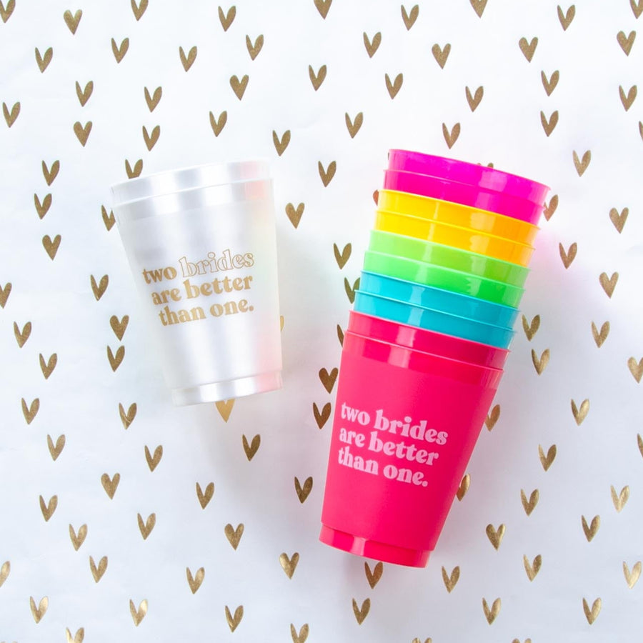 Two Brides Are Better Than One Rainbow LGBTQ Bachelorette Party 16 oz Frost Flex Cups