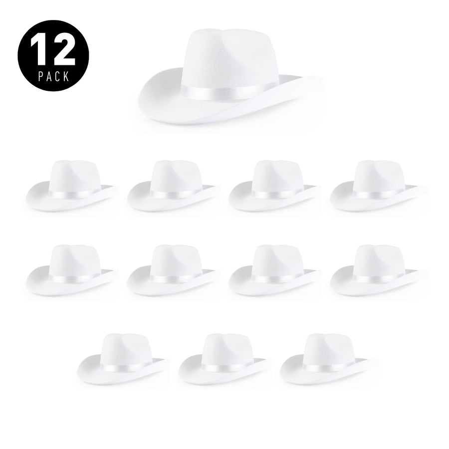 White Cowgirl Hats, Bulk Party Party Pack, 6 Pcs - Great for bachelorette party gifts, bridesmaids goodie bag favors, sorority events, DIY cowboy hat decorating parties, country concerts, wedding receptions, western-themed events