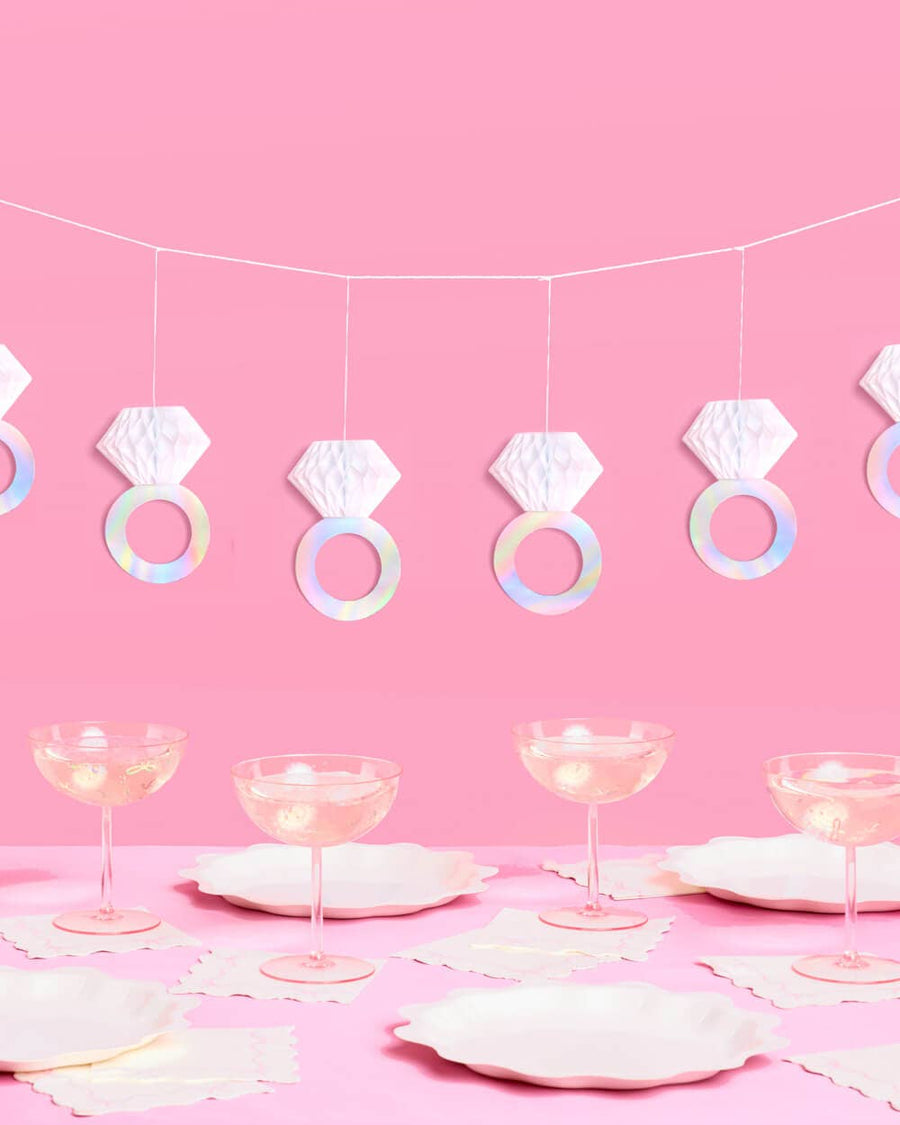Bling Ring 3D Paper Banner | Bachelorette Party Decor