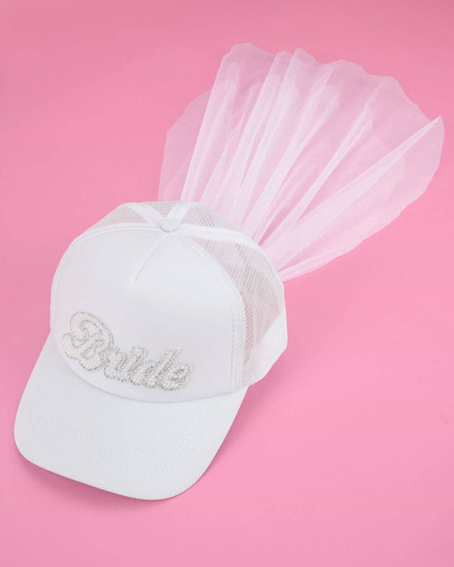 Pearl Bride Trucker Hat with Veil | Bridal Gifts & Accessories