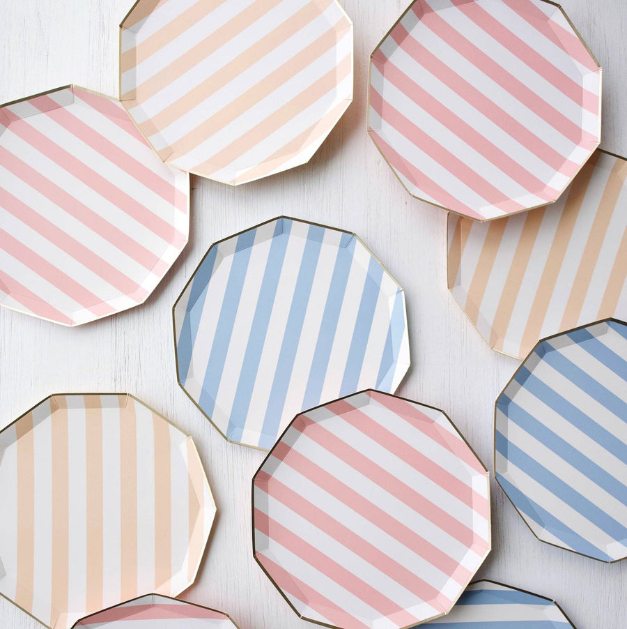 Sweet Peach Cabana Stripe Paper Plates (8 Pack) | Bachelorette Party Plates & Tableware
