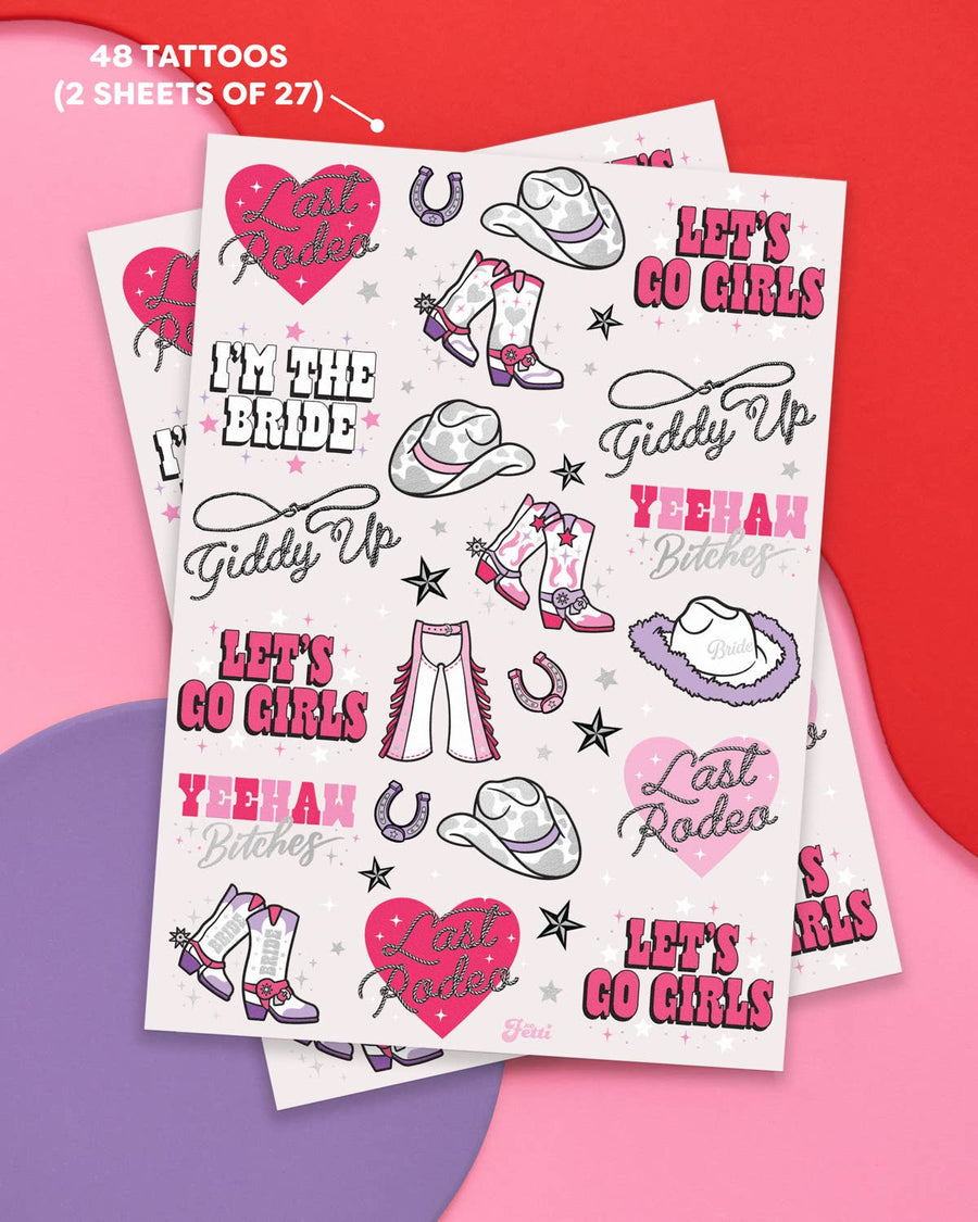 Cowgirl Bachelorette Temporary Tattoos | Bridal Party Gifts, Favors, Accessories