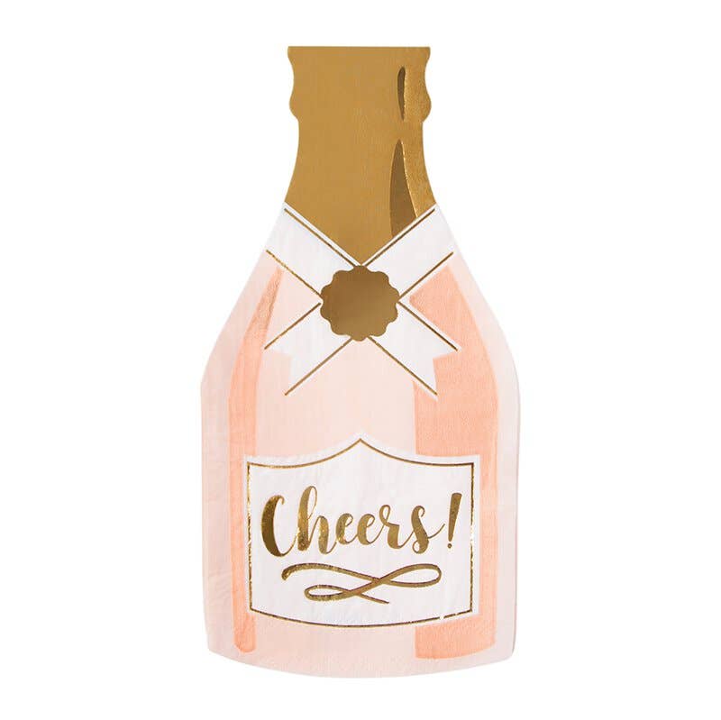 Cheers! Champagne Bottle Napkins (24 Pack) | Bachelorette Party Napkins & Tableware