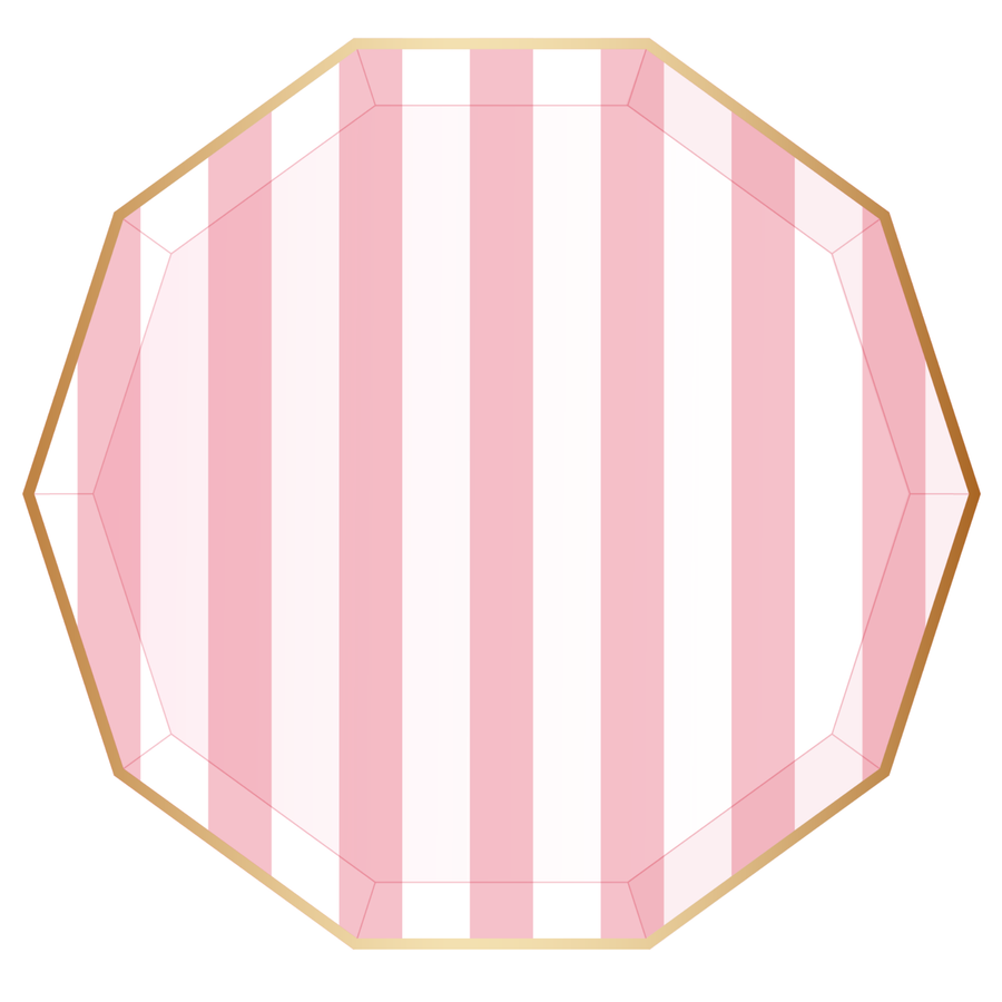 Petal Pink Cabana Stripe Paper Plates | Bachelorette Party Plates & Tableware