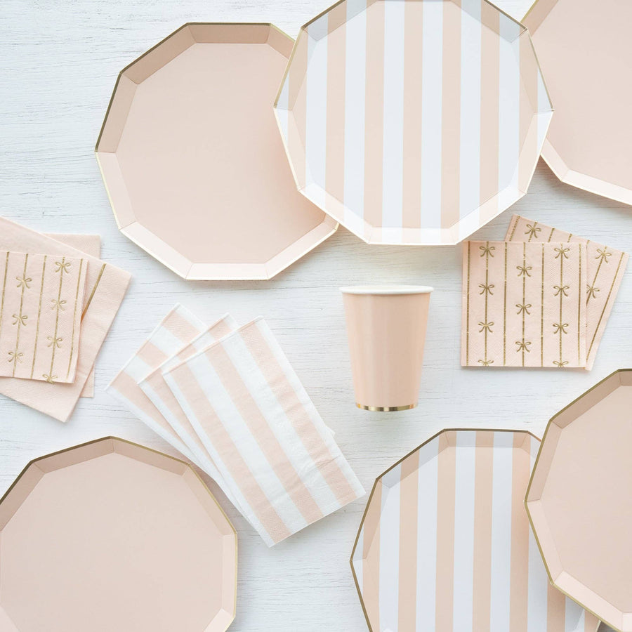 Sweet Peach Cabana Stripe Paper Plates (8 Pack) | Bachelorette Party Plates & Tableware
