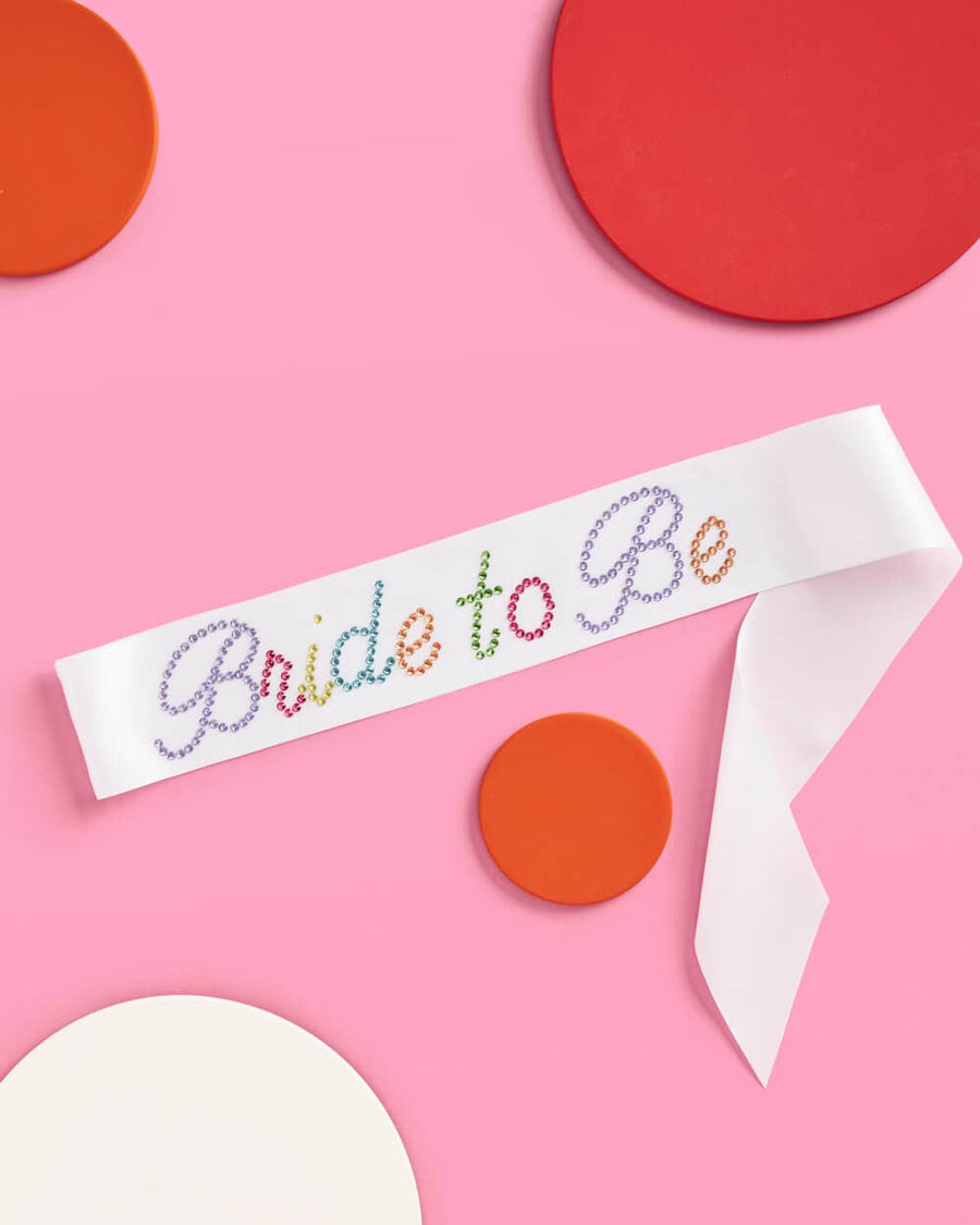 Rainbow Rhinestone Bride To Be Sash | Bridal Gifts, Favors, Accessories